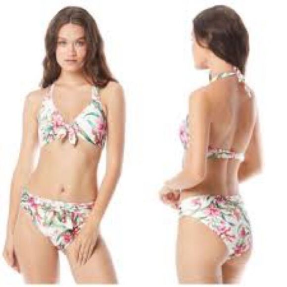 Carmen Marc Valvo Bikini, tie front floral, 2 piece set, Medium - Picture 2 of 13
